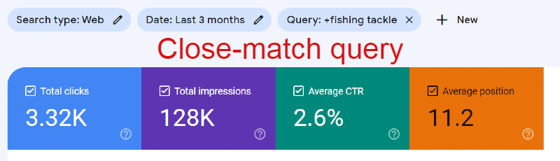 Fishing tackle close-match search query