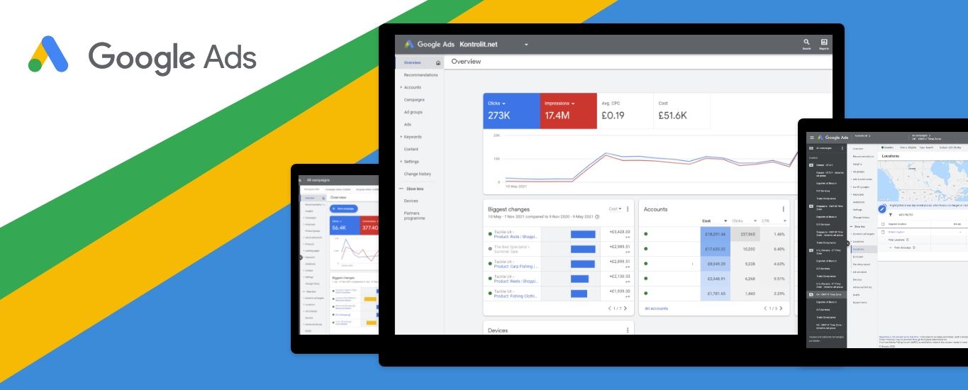 Screenshots of Google Ads interface